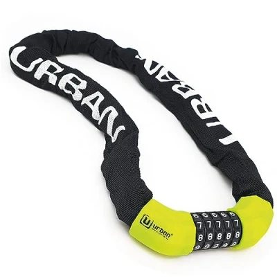 Imagen de URBAN UR890 Candado Bicicleta Antirrobo, Cadena Disuasoria con Código 5 Digitos Más Seguro, Eslabones Acero ø8mm Gruesos y Resistentes Funda Nylon para Bici Scooter Patinete Bike Lock,100cm
