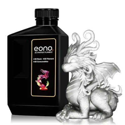 Imagen de Resina 3D Eono Plata Brillo Metálico Impresora Resina, 405 nm Rápido Secado UV Estándar Impresión con Efecto Metal Mágico para LCD DLP 3D, Metálica 1000 g