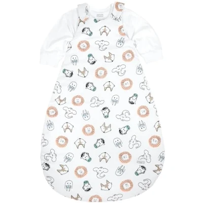 Imagen de MEYCO Saco de dormir Baby Animal 2 piezas, forrado (de algodón 100%, con cremallera integral, agradable a la piel, resistente las arrugas, tamaño: 50/56), multicolor