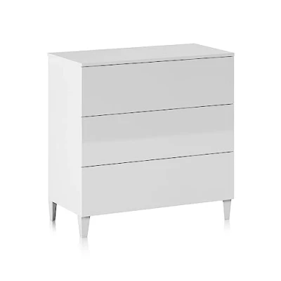 Imagen de Habitdesign Comoda 3 Cajones, Dormitorio, Modelo Loft, Acabado en Color Blanco Brillo, Medidas: 80 cm (Ancho) x 76 (Alto) 40 (Fondo)