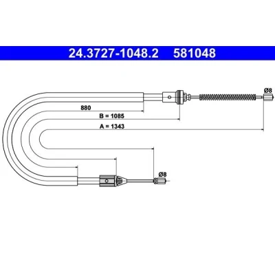 Imagen de ATE 24.3727 1048.2 Cable de Freno Mano 1343 RENAULT: CLIO 2