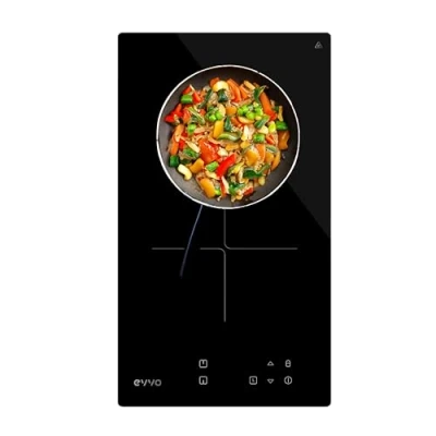 Imagen de EVVO Placa Vitrocerámica 2 Fuegos de cocinado, Potencia máxima 3.000W, Bloqueo Infantil, 9 niveles Potencia, Máx Diámetro 18 cm, Control Táctil, Apagado Automático, Indicador Calor (Modelo: V30)