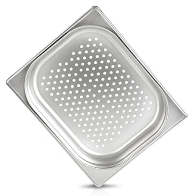 Imagen de jokobela Recipiente GN 1/2 40 mm perforado (6 ø) de acero inoxidable, Dimensiones: 325 x 265 Contenedor Gastronorm para Chafing Dish o Bain Marie (0,6 espesor)