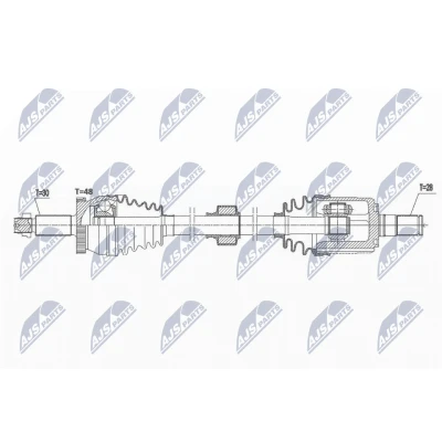 Imagen de NTY NPW HY 577 Árbol de transmisión Eje delantero, izquierda 675 88