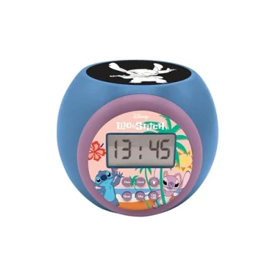 Imagen de Lexibook, Disney Stitch, Reloj Despertador con proyector, función de repetición y Alarma, luz Nocturna Temporizador, Pantalla LCD, Funcionamiento a Pilas, Azul, RL977D