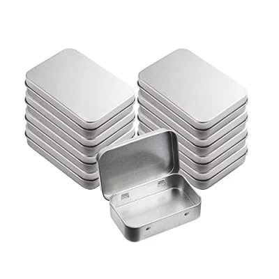 Imagen de Spldsun 8 Piezas de Metálicos Rectangulares Latas, Mini Caja Metal Portátil, Latas Bisagra Rectangular Contenedor, para Almacenamiento Hogar, Artículos Pequeños