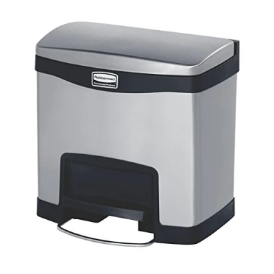 Imagen de Rubbermaid Slim Jim 1901982 Contenedor con pedal frontal, metal, capacidad de 15 l, negro