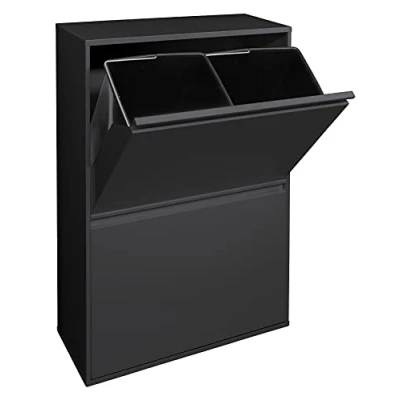 Imagen de Arregui Basic CR606 B Cubo de Basura y Reciclaje Acero 4 Compartimentos 4x17L (68L) Cubos Cocina Contenedores para Casa u Oficina negro