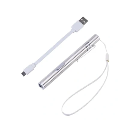 Imagen de LEDMOMO enfermera pluma médica luz USB recargable LED linterna de acero inoxidable antorcha para médicos estudiantes
