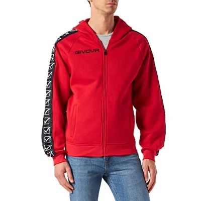 Imagen de givova Felpa Fullzip Band Sudadera con Capucha, Rojo, M Unisex