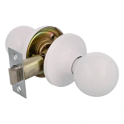 Imagen de Amig Pomo Puerta Interior Con Picaporte de Entrada 60/70 mm Bola en Ambos Lados Para Puertas Paso Madera 35 a 45 Latón Blanco