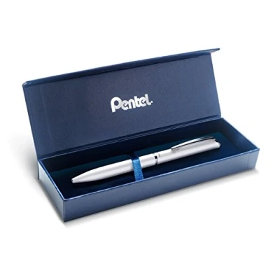 Imagen de Pentel BL2007 EnerGel Roller Gel de alta gama retráctil punta 0,7 mm, cuerpo metal mate blanco caja regalo