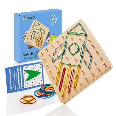 Imagen de CUBIDI® Original Geoboard Forme innumerables Figuras en el Tablero Juguetes educativos de Madera para Promover Pensamiento Espacial