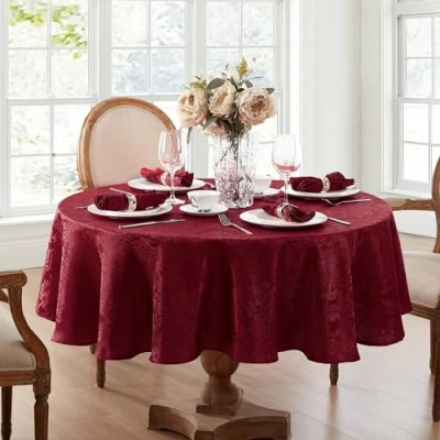 Imagen de Elrene Home Fashions Mantel Damasco, poliéster, arándano, 70 Pulgadas Redondo