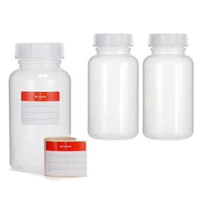 Imagen de 3 x 5 frascos botellas de LDPE con rosca de, química kalien Botella, laboratorio tapa como recipiente almacenamiento para laboratorio, cocina o Hobby, transparente, 3x 100 ml