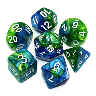 Imagen de Blue Mix Green DND juego de dados poliédricos para Dungeon and Dragons D&amp;D Pathfinder, rol, RPG, con bolsa
