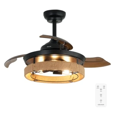 Imagen de Cecotec Ventilador de Techo con Luz EnergySilence Aero 3600 Invisible Natural Design, Motor DC 25W, LED, 3 aspas retráctiles, 36 pulgadas, Mando, velocidades, temporizador y modo winter/summer