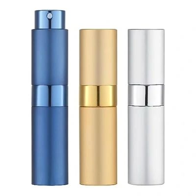 Imagen de Toureal 8ML Atomizador Perfume (3 Piezas) Bote Spray Pulverizador Vacía, Dosificador para Colonia (Oro, Plata, Azul)
