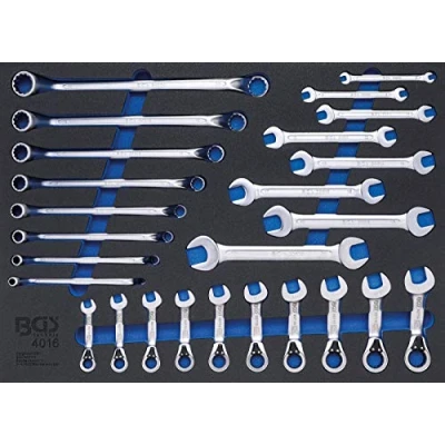 Imagen de BGS 4016 Bandeja para carro 3/3: llaves fijas dobles, de estrella combinadas con carraca 26 piezas