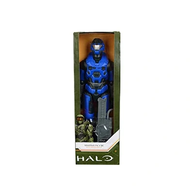 Imagen de Soldado Spartan MarK V color azul con rifle de asalto Halo Infinite