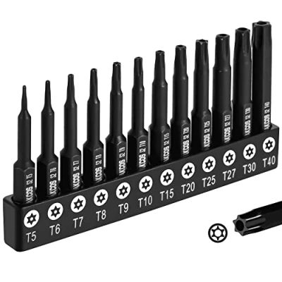 Imagen de DAKCOS Juego de 12 Puntas Torx Destornillador T5 T40 Estrella acero S2, 50mm largo