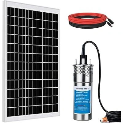 Imagen de DCHOUSE sistema de bomba pozo, 12V agua acero inoxidable + 120W panel solar monocristalino cable para el suministro en regiones remotas, pozos profundos, piscina