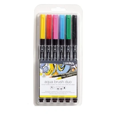 Imagen de LYRA Aqua Brush Duo, Rotuladores doble punta, paquete 6 unidades, tonos primarios