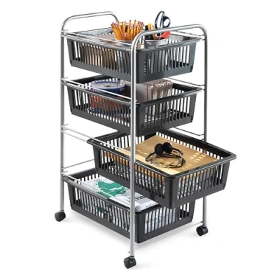 Imagen de Metaltex SUPERJUMBO Carro Multiuso con Ruedas. 4 Cestas. Color GRIS. 76x46x35 cm