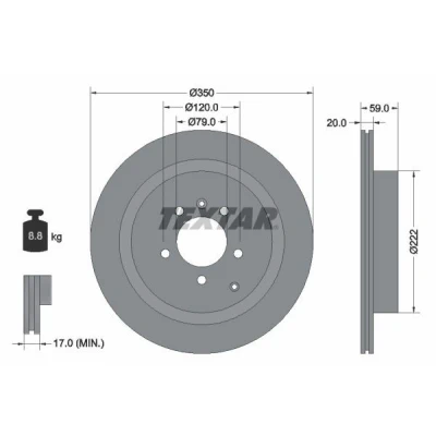 Imagen de TEXTAR PRO 92147703 Disco de freno 350 20 05/07 120 ventilación externa revestido sin perno sujeción rueda, buje rueda
