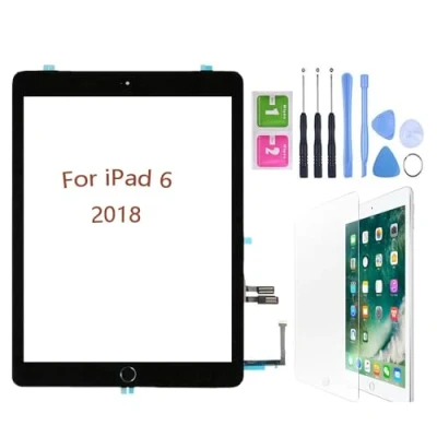 Imagen de Hedywei Pantalla táctil de repuesto para iPad 6 Gen A1893 A1954 (2018 9,7 pulgadas) Touch Screen Digitizer con kit herramientas (negro)