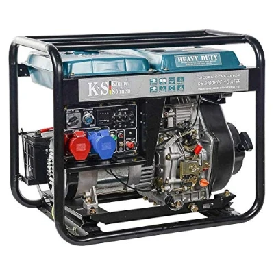 Imagen de Könner &amp; Söhnen KS8100HDE 1/3 ATSR Generador de corriente (motor diésel 4 tiempos, 14 CV, precalentador, AVR, 6500/5300 W, 1 x 16 A (400 V) / 32 (230