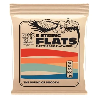 Imagen de Ernie Ball Flatwound Cuerdas para bajo eléctrico de 5 cuerdas, entorchado plano, calibre 45 130