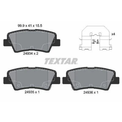 Imagen de TEXTAR 2493401 Juego de pastillas freno con avisador acústico desgaste accesorios HYUNDAI: Tucson, Sonata V, Elantra V Berlina