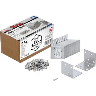 Imagen de BGS Diy 80333 Escuadra inoxidable 40 x mm paquete ahorro 25 pieza