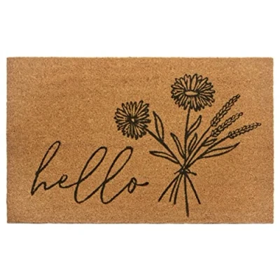 Imagen de Hanse Home Felpudo de Coco para Interior y Exterior, 45 x 75 cm, Exteriores, diseño Flores, Resistente a la Intemperie, Antideslizante, Entrada Color Natural