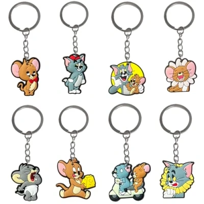 Imagen de Zmrkqw Tom Jerry Llavero, 8 Piezas Temática Llaveros de PVC Para Niños y Adultos regalos fiesta