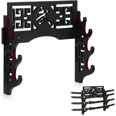 Imagen de Z fiber soporte de pared para espada, exhibición, espadas acolchadas Katana Wakizashi Genji y Samurai, 4 niveles