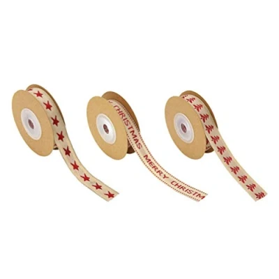 Imagen de 3pcs Burlap Christmas Ribbon Roll DIY Craft for Bows Wrapping Decoration 1.5cm (Mixed Style)