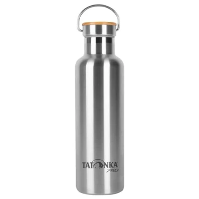 Imagen de Tatonka Botella de acero inoxidable para bebidas calientes y frías, tapa bambú, 750 ml, irrompible, con apta lavavajillas sin BPA, 0,75 L