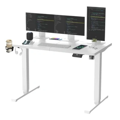 Imagen de SANODESK QS 140 x 60 cm Escritorio Elevable Eléctrico Mesa Regulable en Altura Eléctrico/Standing Desk con Tablero Telescópico Bidireccional Función de Memoria Blanco