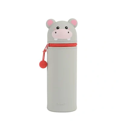 Imagen de I TOTAL® Estuche de silicona suave para la escuela, extensible con forma contorneada (HIPPO), gris, Carpeta