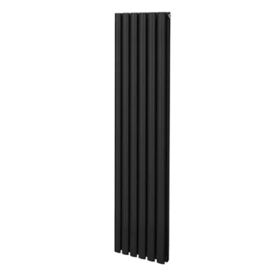 Imagen de Radiador de Columna Ovalada 1600mm x 360mm Vertical Negro Acero Montado en pared Kit fijación y soportes + Cepillo limpieza GRATIS Calefacción estufa calefactor