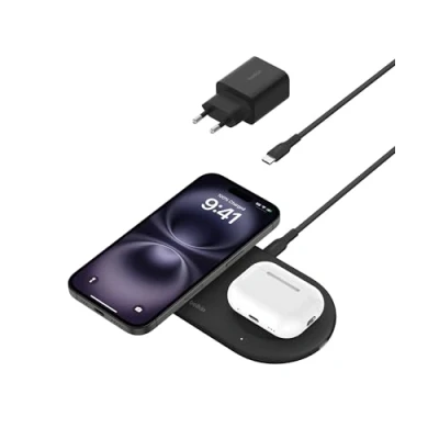 Imagen de Cargador inalámbrico Belkin WIZ021vfBK, Apple iPhone, 15W, puerto USB C, Negro