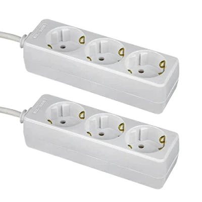 Imagen de Pack 2 regletas 3 enchufes schuko 1m blanco sin interruptor 7hsevenon