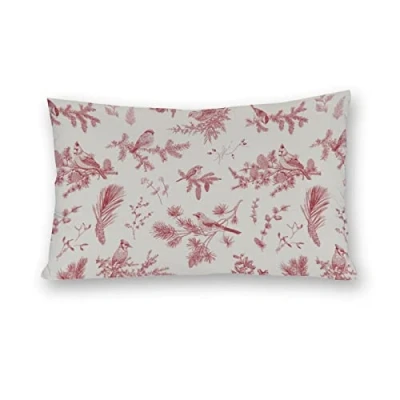 Imagen de fundas de cojín, 1 pieza vintage invierno para pájaros Toile Jouy, almohada decorativas 40 x 60 cm