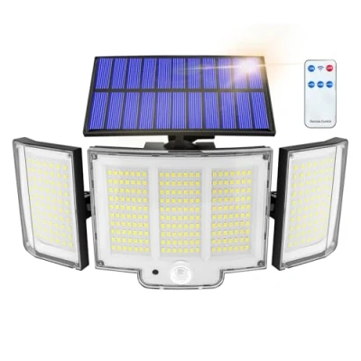Imagen de Haokiang Luces solares exterior 1 Pack 348LED 2000LM IP65 270 3 Modos focos led Sensor de movimiento para exteriores luz solar jardin movimiento[Clase energética A]