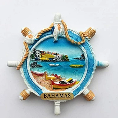 Imagen de MUYU Magnet Imán para Nevera con Forma de timón en 3D, diseño Bahamas América del Norte