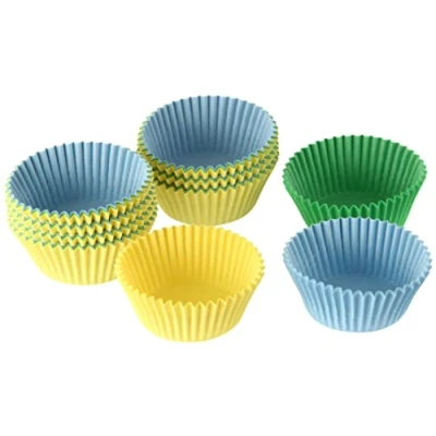 Imagen de Dr. Oetker Capsulas papel para Magdalenas desechables, moldes reposteria magdalenas, de hornear, cupcakes 150 Unidades, Celeste, Verde y Amarillo, 5 cm