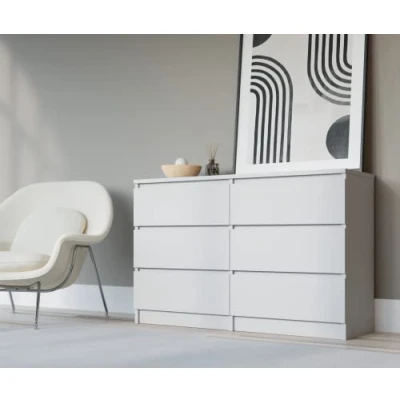 Imagen de 3xeliving Cómoda 6 cajones 140 cm, Color Blanco, Dimensiones: x 38 78 cm