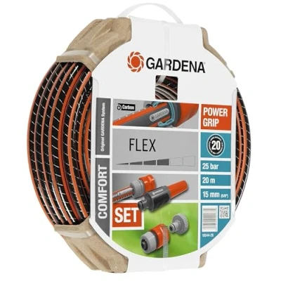 Imagen de Gardena Set Flex Ø 15 mm con 20 m de Manguera, Lanza y Accesorios riego, Estándar, 5/8&quot; X 66&#039;